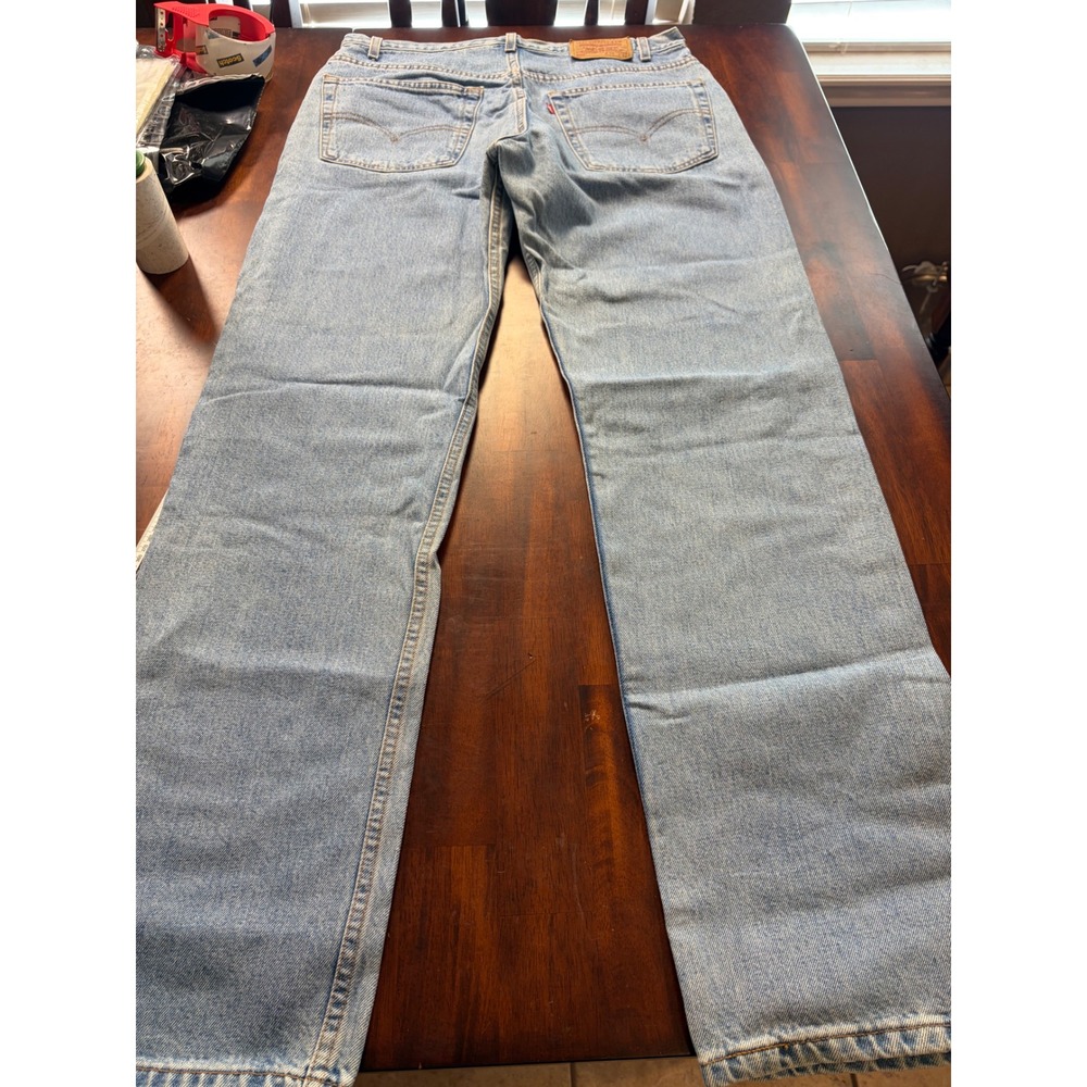 Levis 505 Mens Light Wash Straight Leg Jeans Made in Canada 40x31 Hemmed Vintage